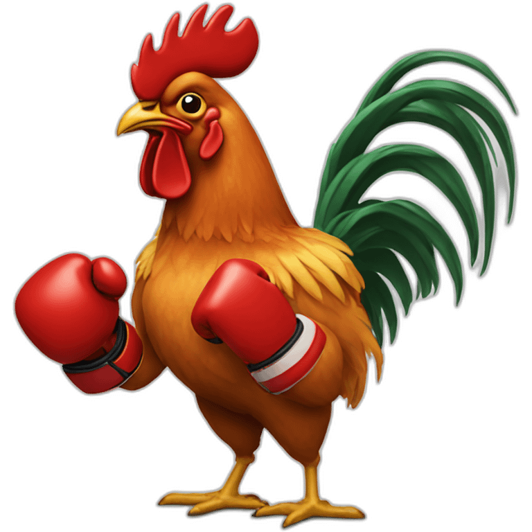 A rooster with boxing gloves emoji