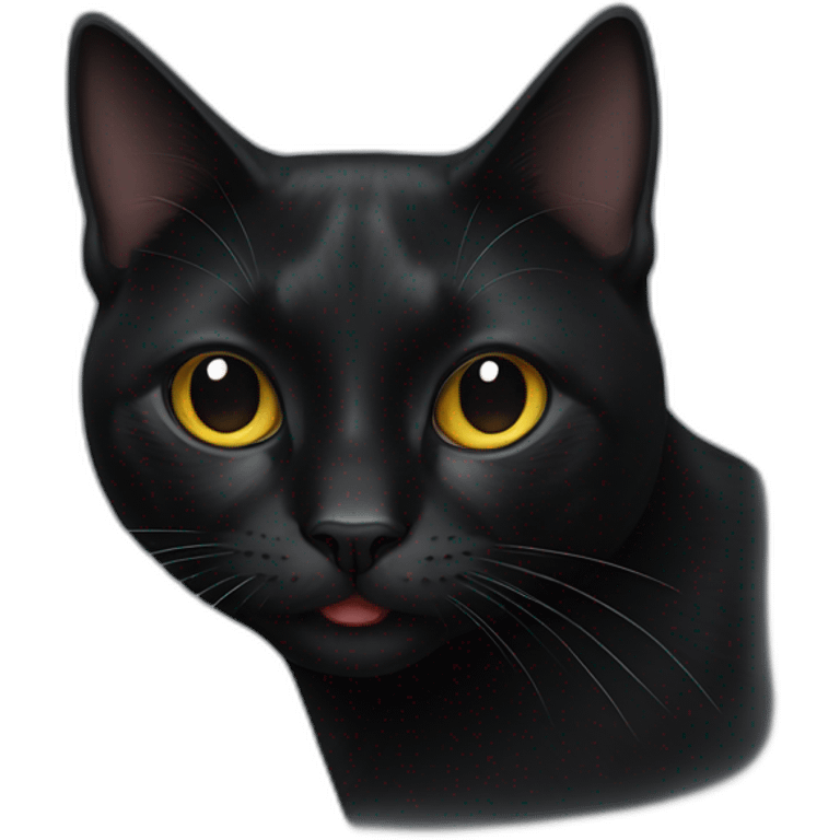 all-black cat with small tongue out facing forward emoji