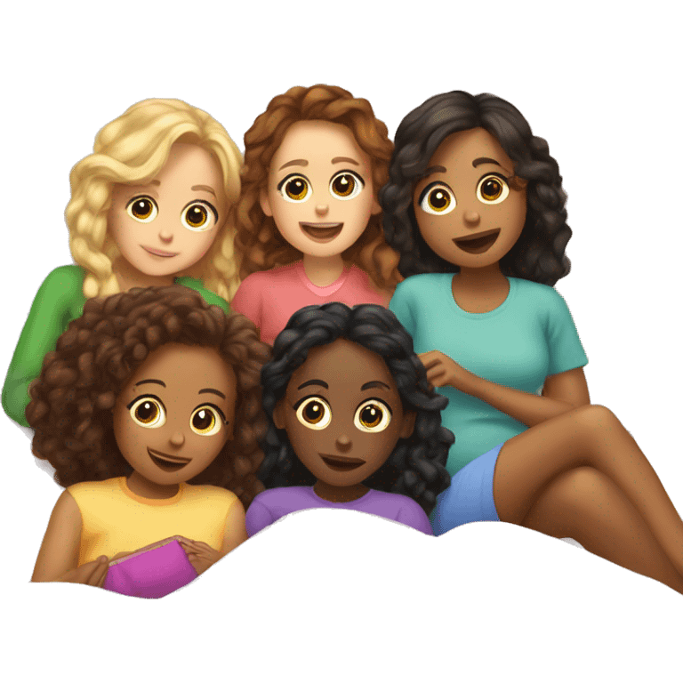 4 girls having a sleepover during Christmas  emoji