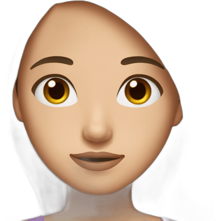 girl with long brown straight hair brown eyes and fair skin emoji