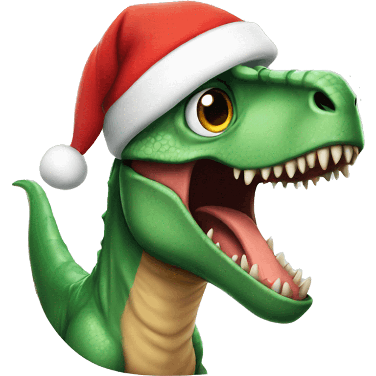 dinosaur with santa hat emoji