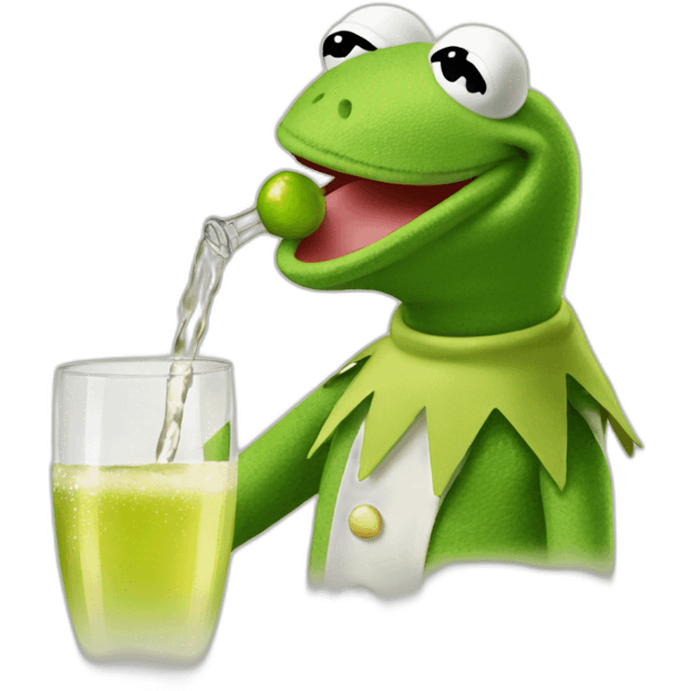 kermit frog drinking prosecco emoji