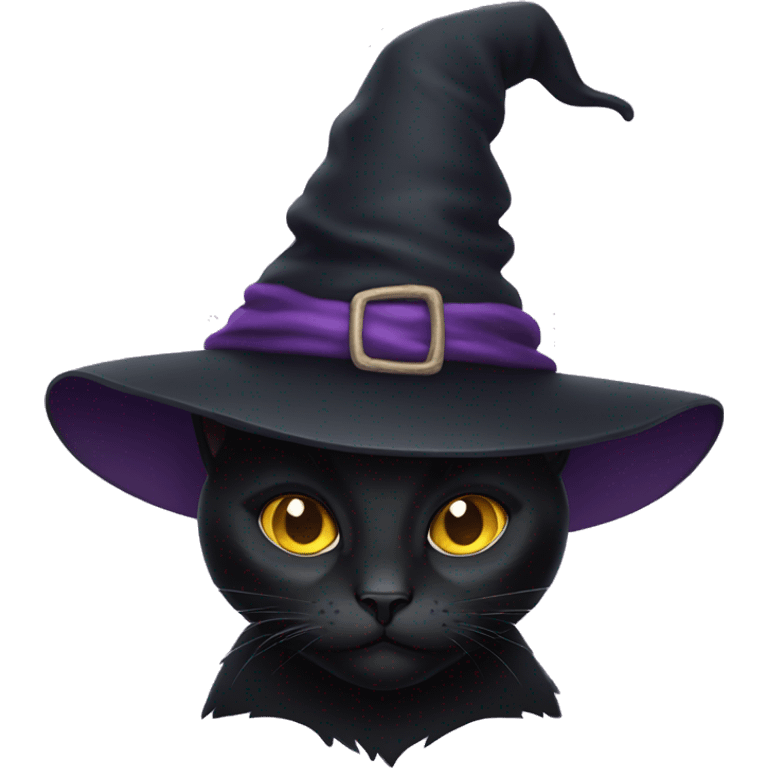 Black cat wearing a witch hat emoji