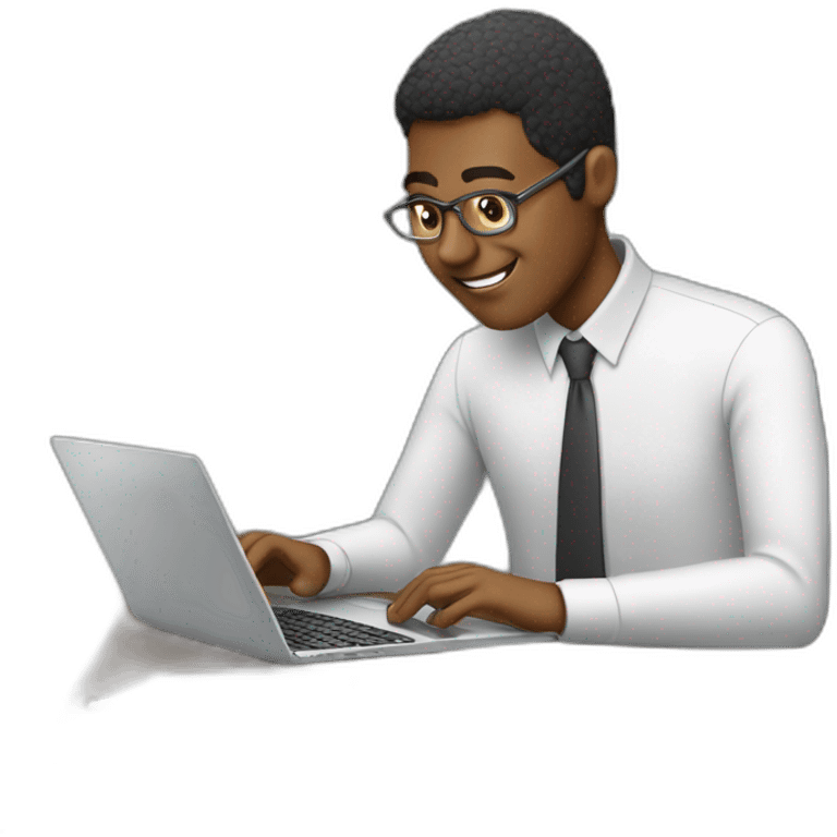 man at desk typing on laptop computer emoji