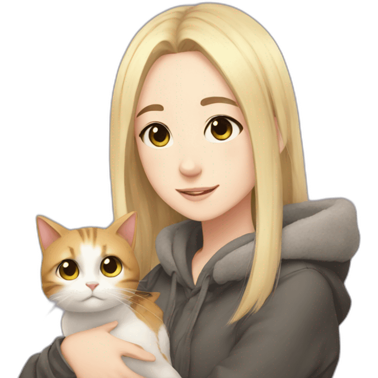 Anime girl with a cat emoji