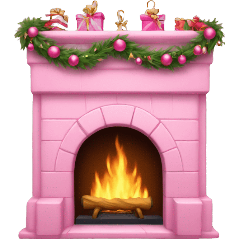 Pink christmas fireplace emoji