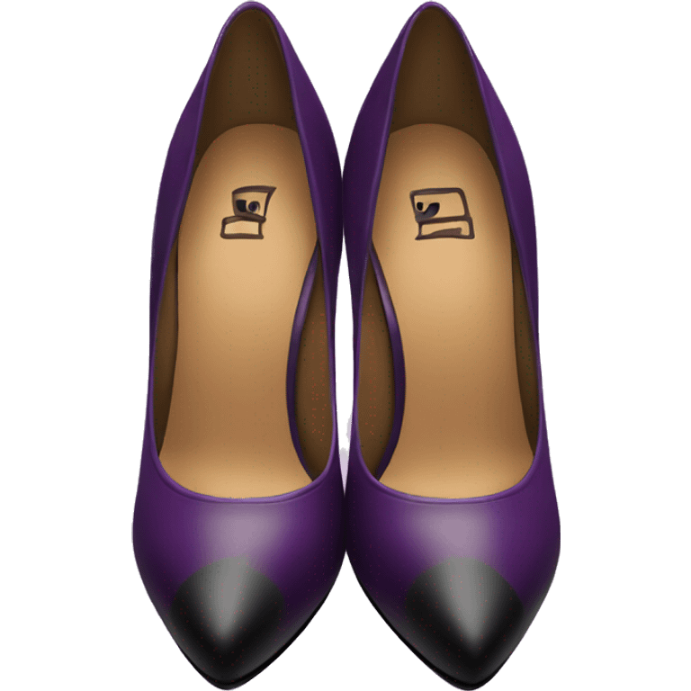 Realistic pair of plum purple and black closed toe high high heels emoji