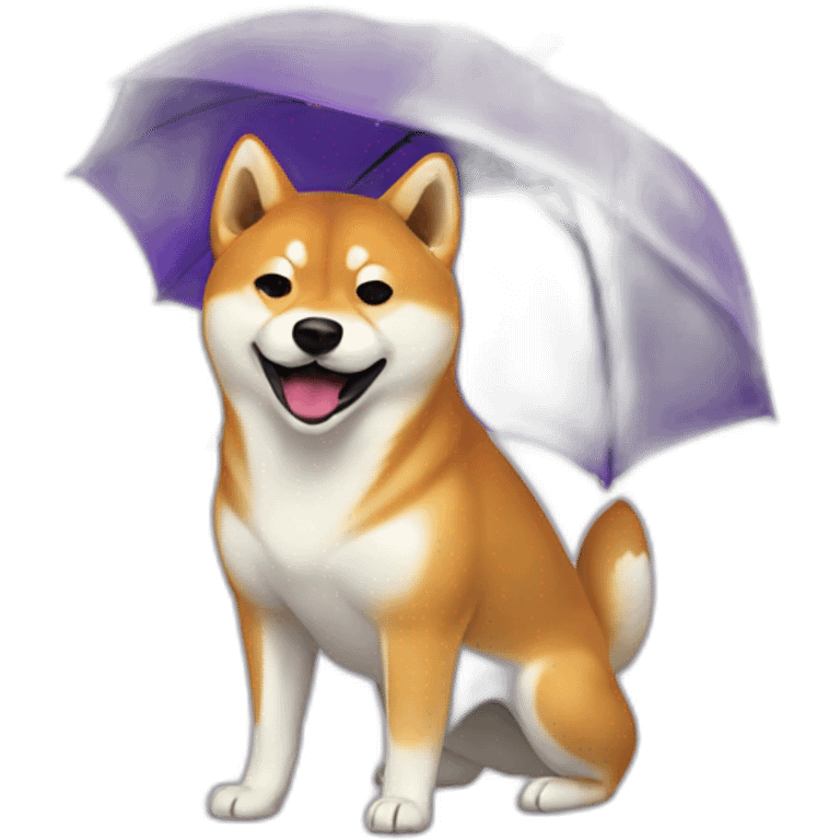 Shiba Inu destroying purple umbrella handle emoji