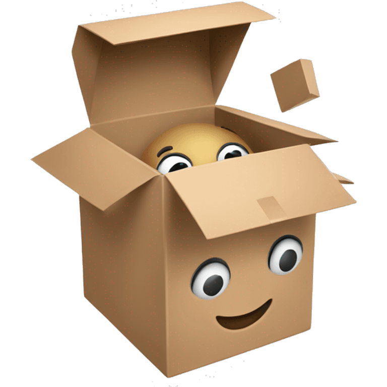 thinking outside the box, a happy box that the top is open and it has hands, I need to use for a linkedin post emoji