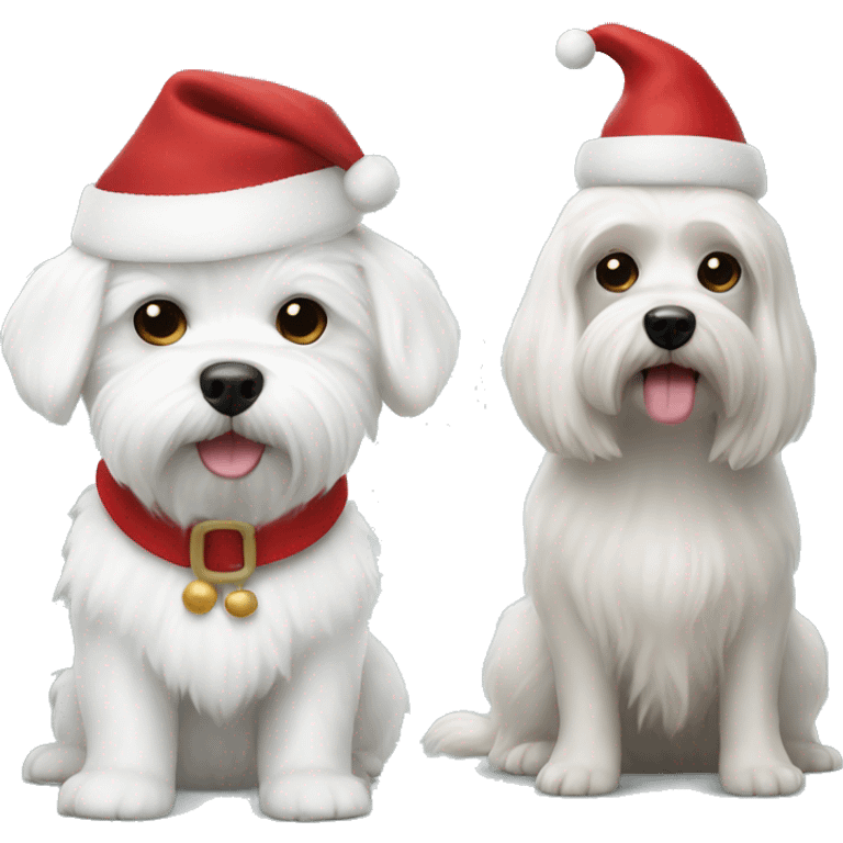  white maltese dog and Santa Claus  emoji