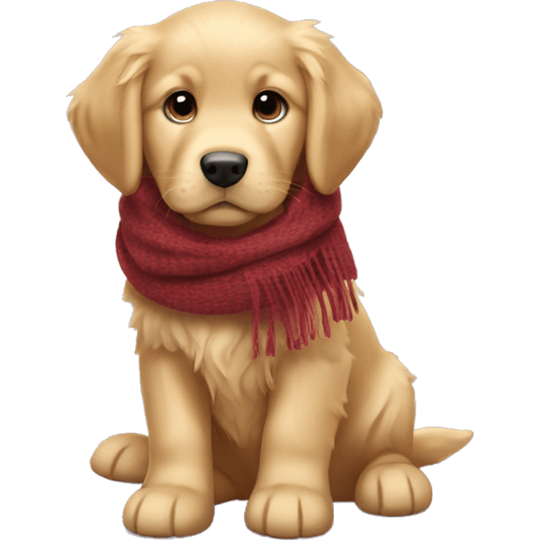 Golden retriever puppy wearing a scarf emoji