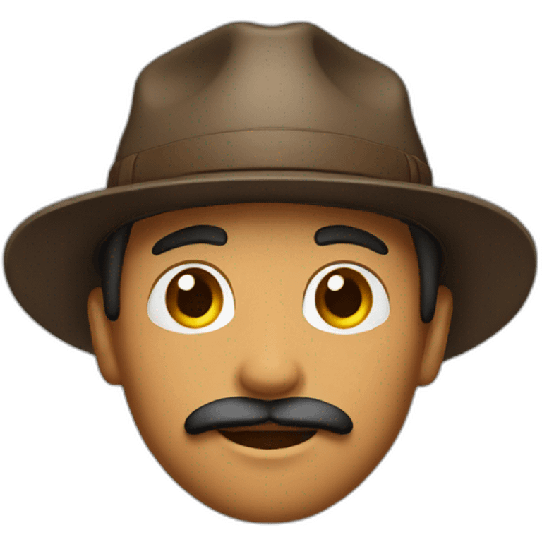 young man with a tiny moustach and a brown trucker hat emoji