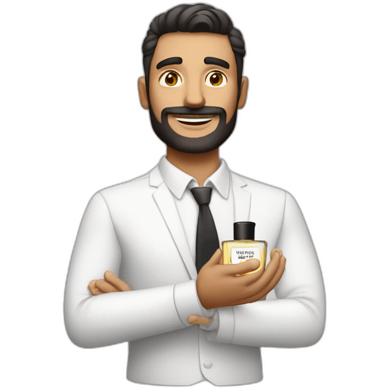 Hombre blanco con perfume en la mano emoji