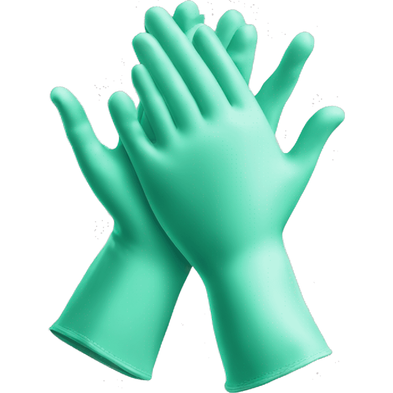 Realistic mint green latex medical gloved hands isolated.  emoji