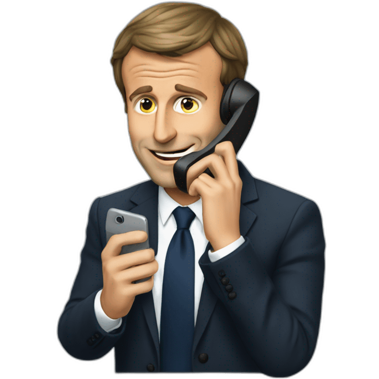 Emmanuel Macron talking on phone emoji