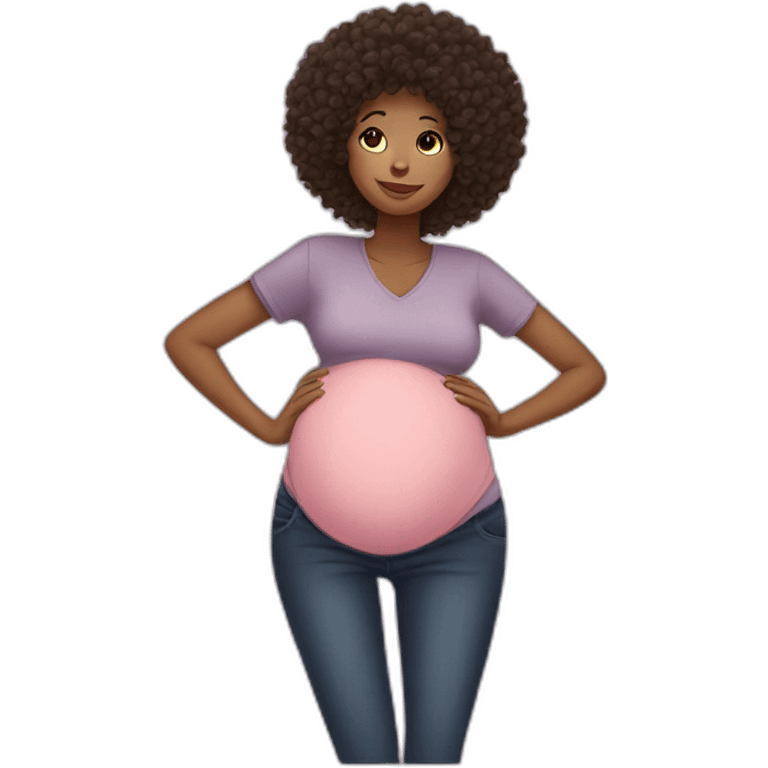 Pregnant curly afro  emoji