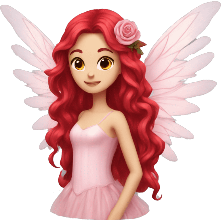 big wings, rose, Beautiful, fairy, red, long hair emoji