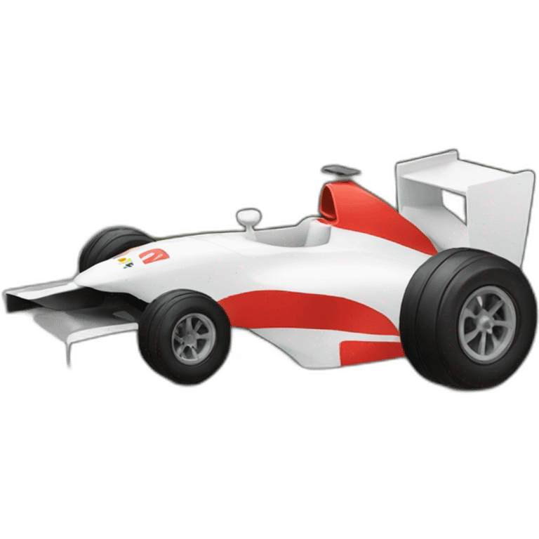 voiture de F1 avec une baguette emoji