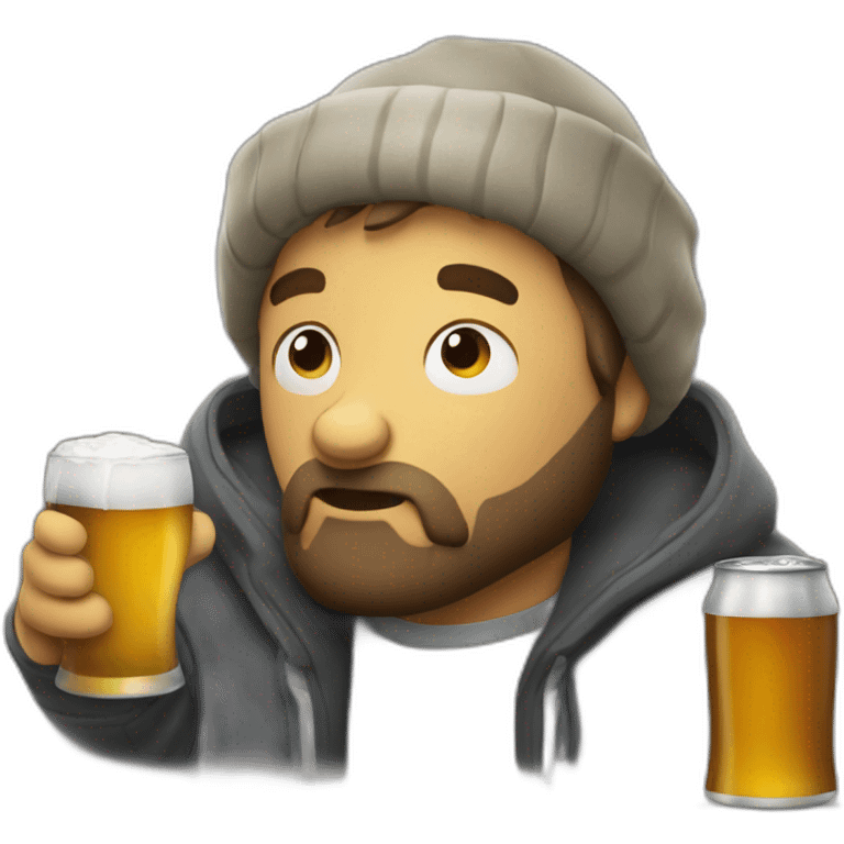 homless drinking big beer emoji