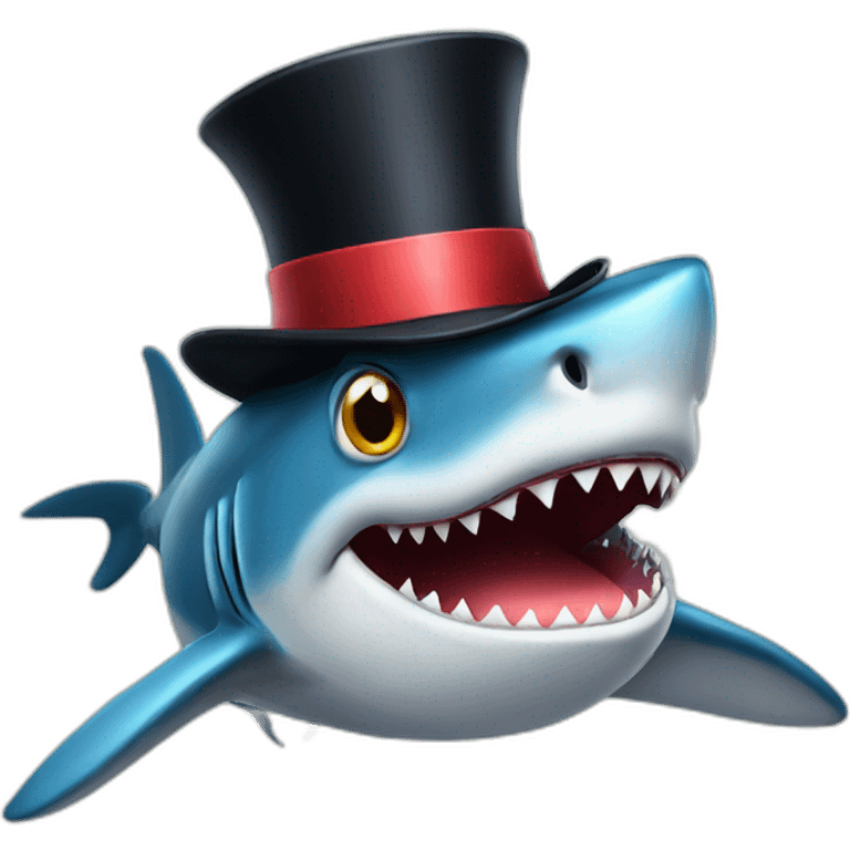 Shark with a top hat emoji