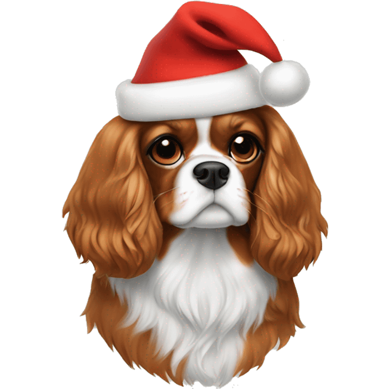 Cavalier King Charles with Santa hat emoji