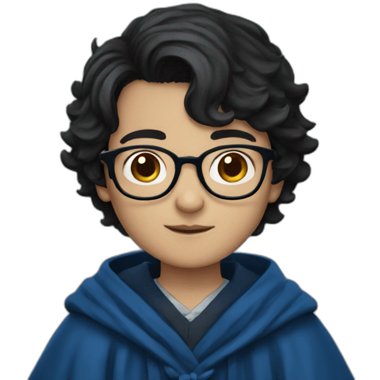 A dark haired boy in glasses and a Ravenclaw robe emoji