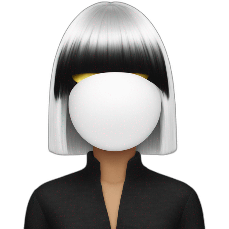 Sia with a black and white wig covering her eyes emoji