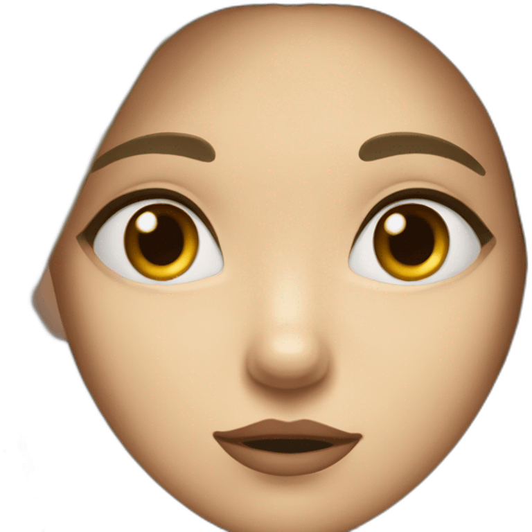 A girl with a wolf short hair and a big sleepy sharp eye a small perfect mouth and a perfect nose with a oval face  emoji