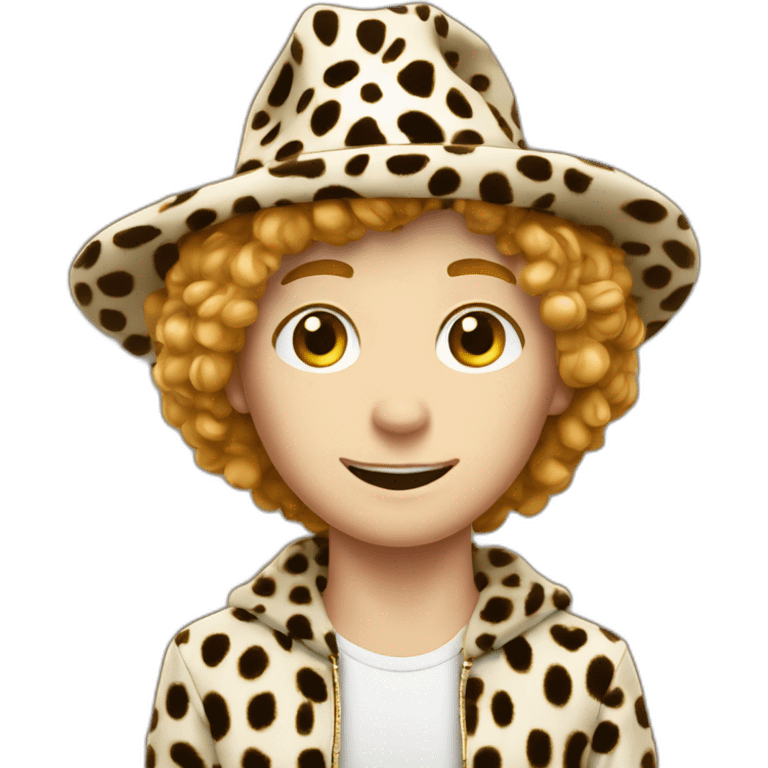 white boy in leopard and magic hat emoji