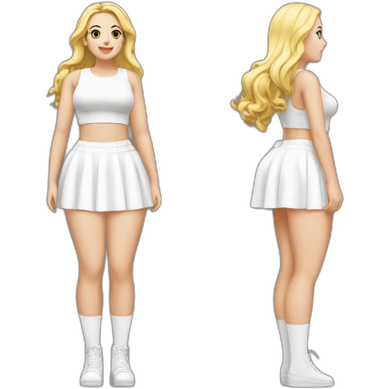 full body curvy-beauty-long-white-socks small skirt both sides emoji