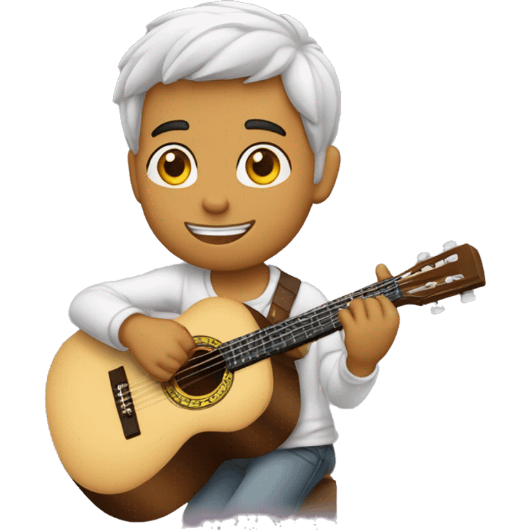 Jovem branco tocando cavaquinho emoji