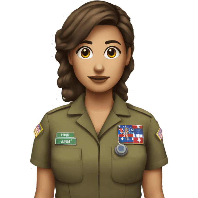 army woman medic brown hair Latina  emoji