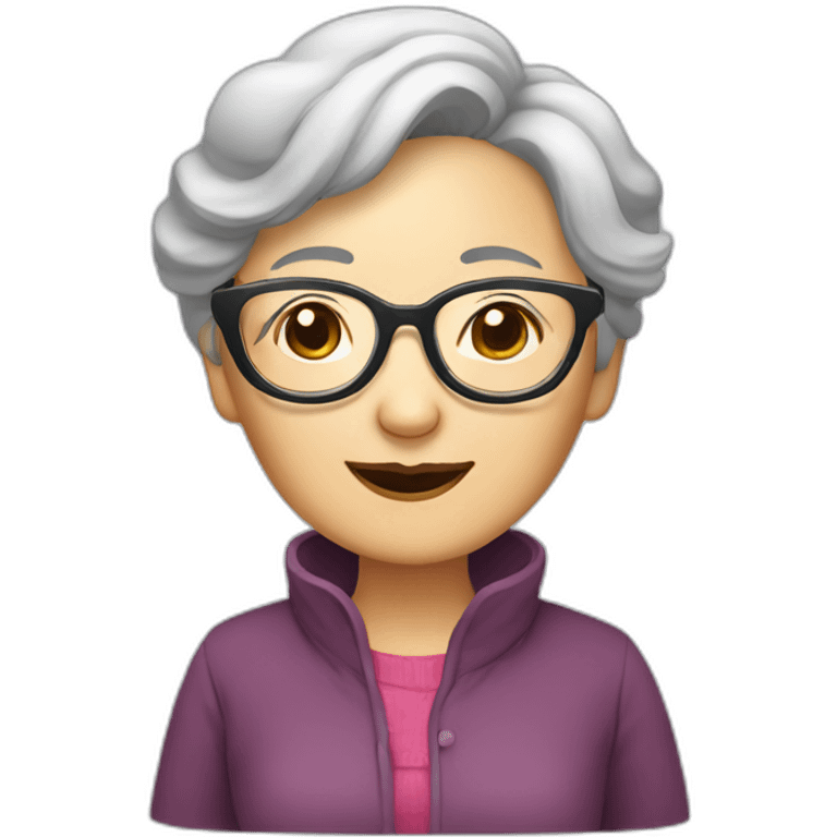 Chinese senior lady wear glasses with sleepylooks emoji