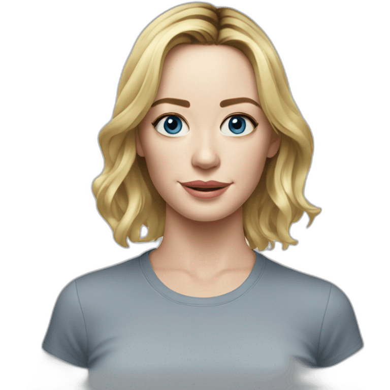 blonde Emily blunt wearing tee emoji