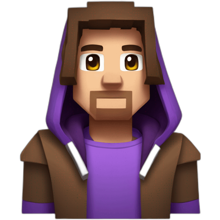 Minecraft skin with brown hair and a purple hoodie with a g on it emoji