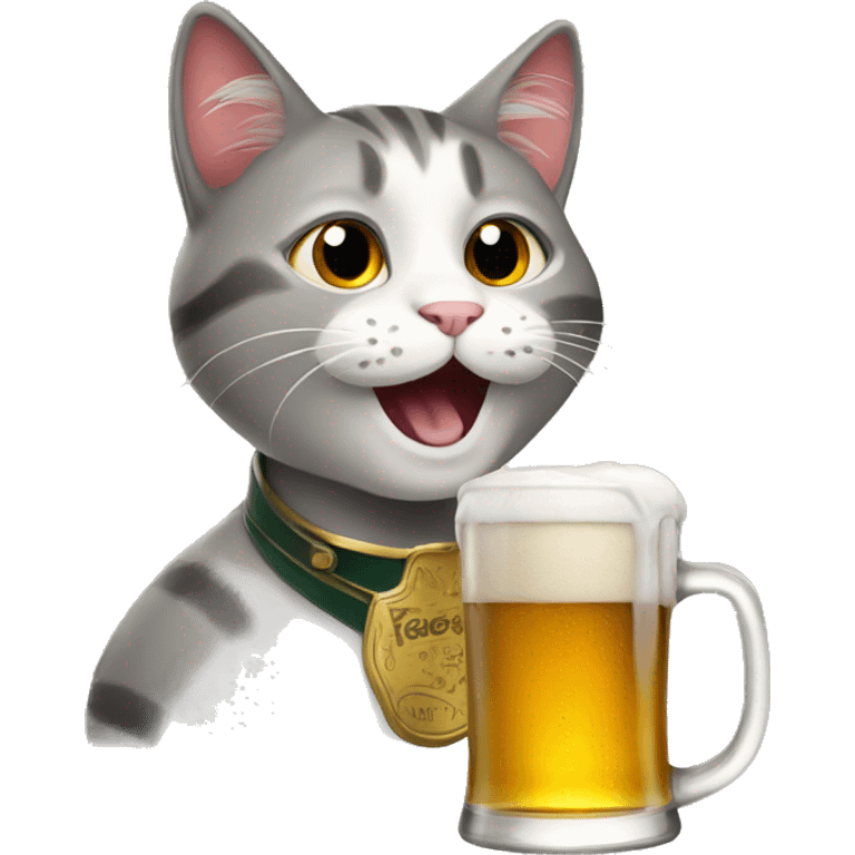 CAT drinking Beer  emoji