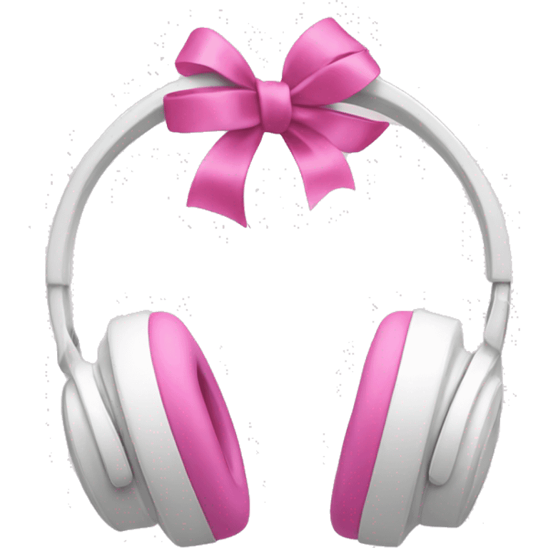 White headphones with pink bow emoji