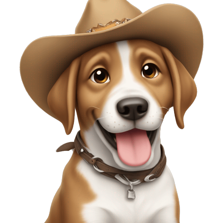 Happy puppy with cowboy hat ￼ emoji