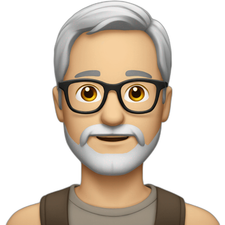 man short grey beard brown hair glasses emoji