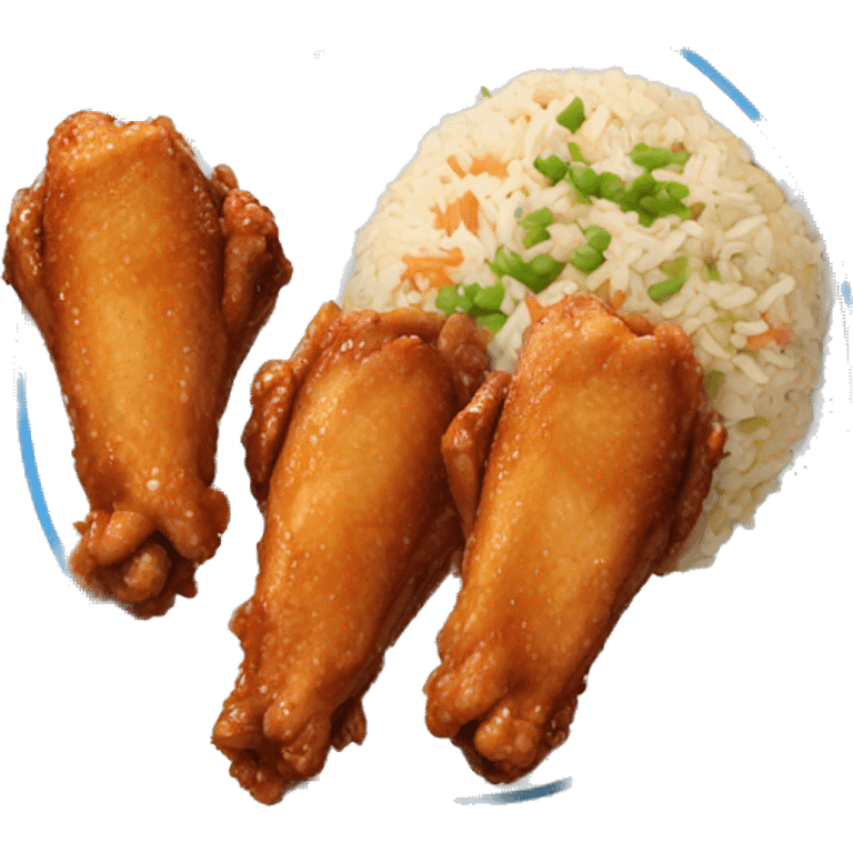 Three chicken wings and fried rice  emoji