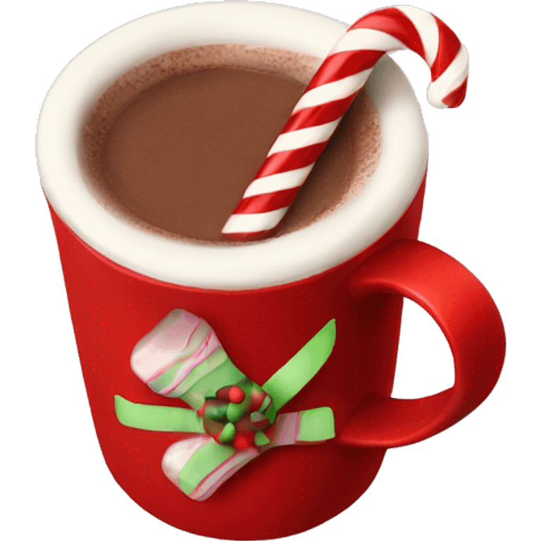 hot chocolate with candy cane in a red mug emoji