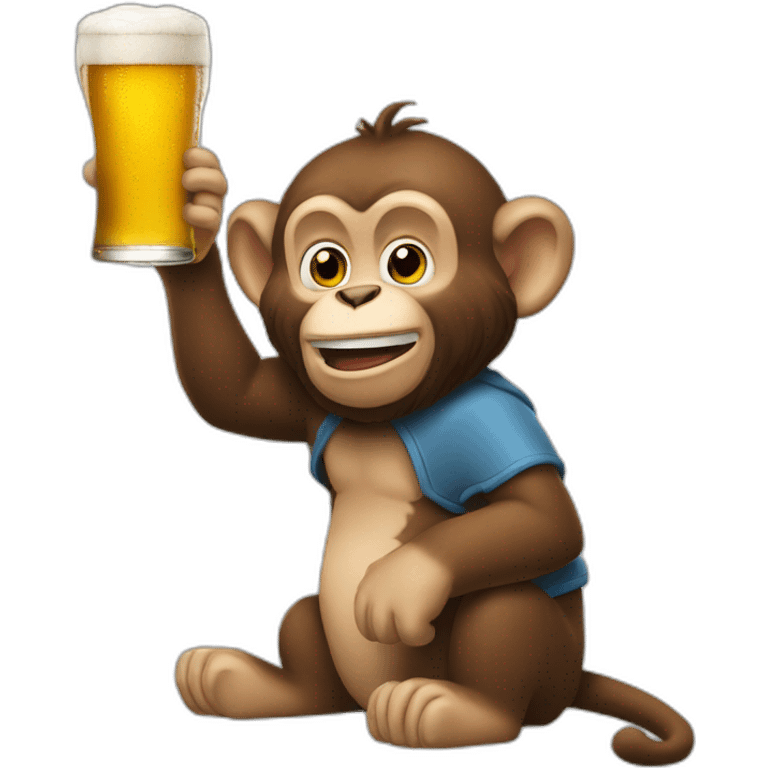 Un singe qui boit une bierre emoji