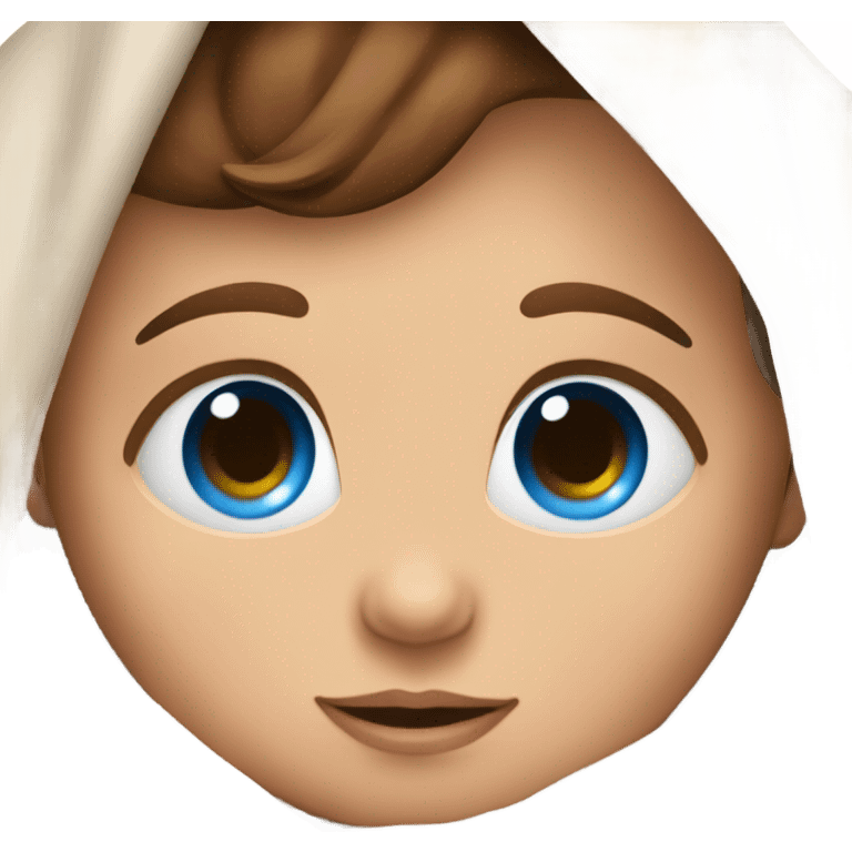 blue-eyed brown haired baby in cradle emoji