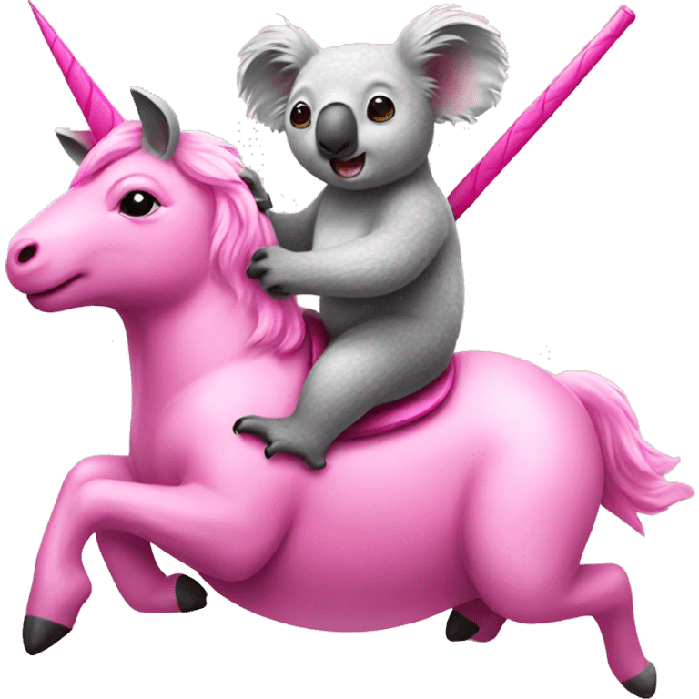 Koala riding a pink unicorn emoji