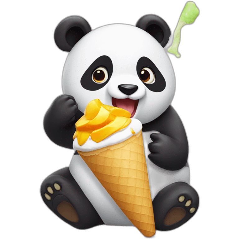 Panda eating mango icecream emoji