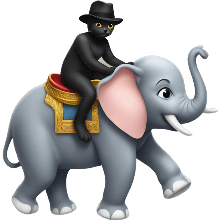 Black cat riding elephant emoji