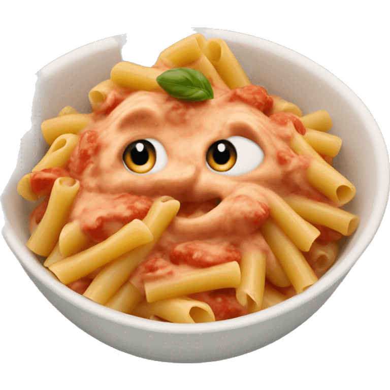 Pasta with tomato cream sauce in bowl emoji