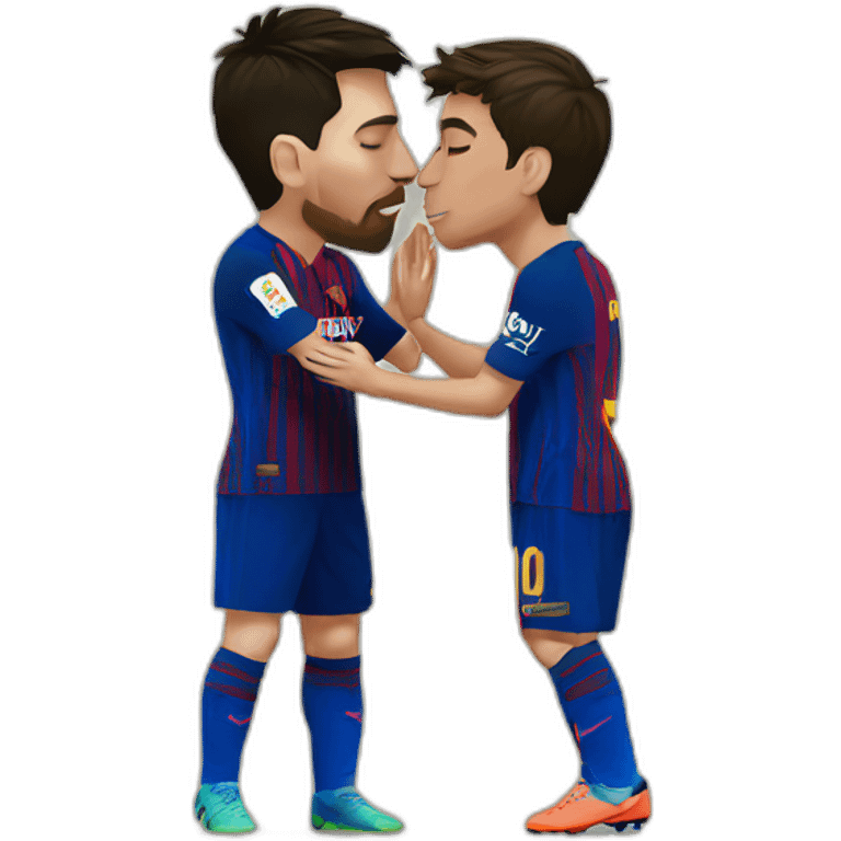 Leo Messi and Cristiano Ronaldo kissing emoji