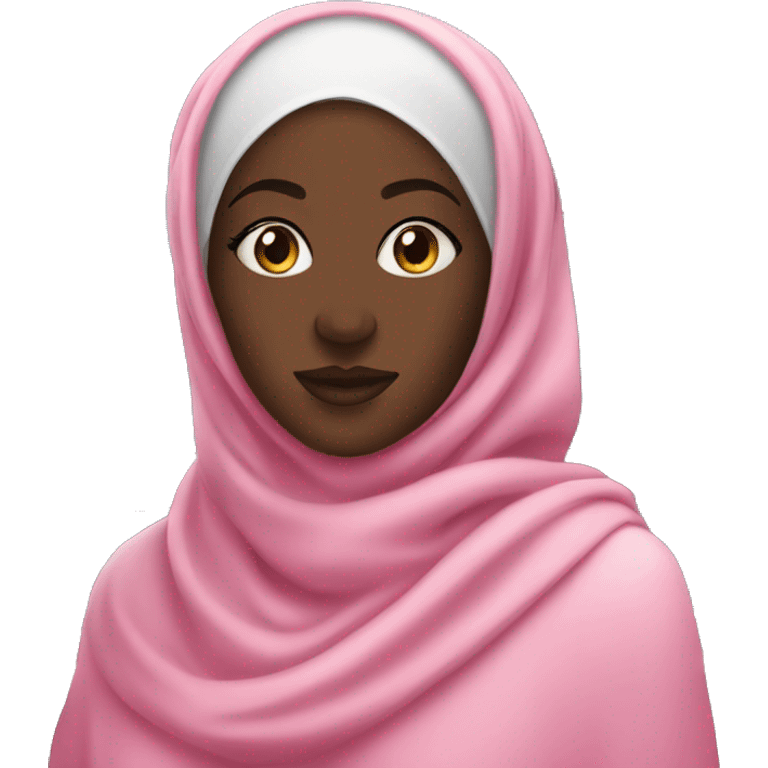 Woman in pink hijab on a cruise ship dark skin emoji