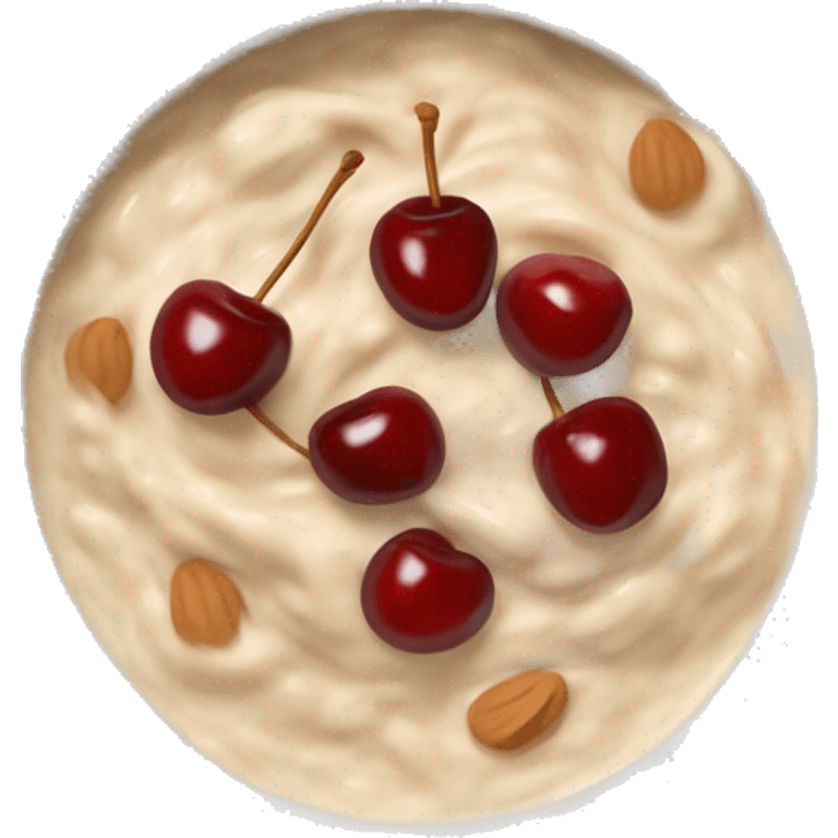 Porridge bowl with cherries and peanut butter emoji